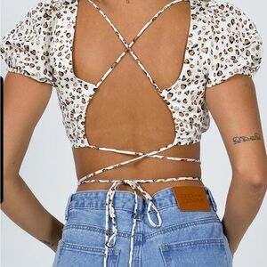 Princess Polly Leopard Print Crisscross Blouse